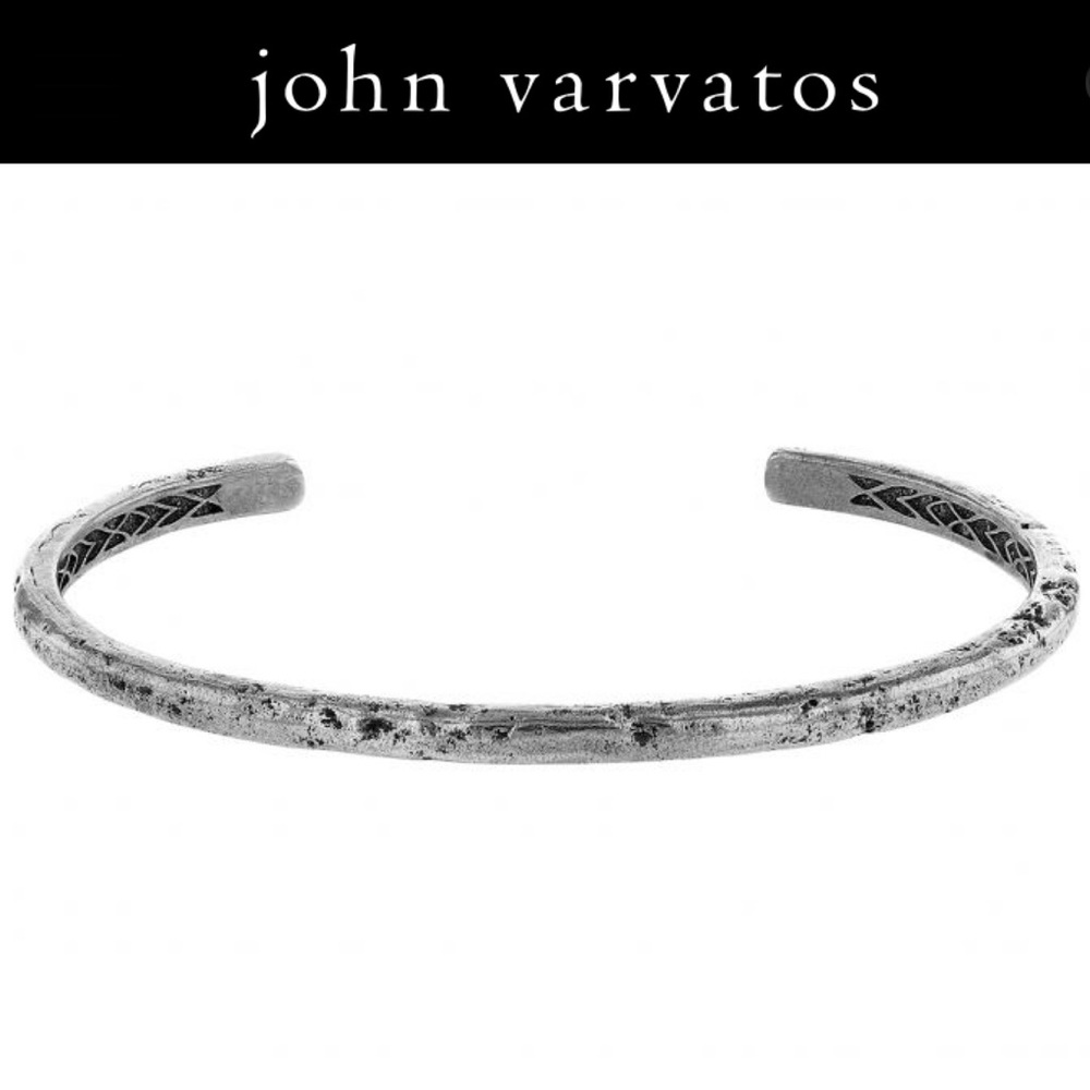 John Varvatos Silver Textured Bracelet